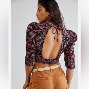 Free People XS Floral Backless Monica Crop Top OB1413377
